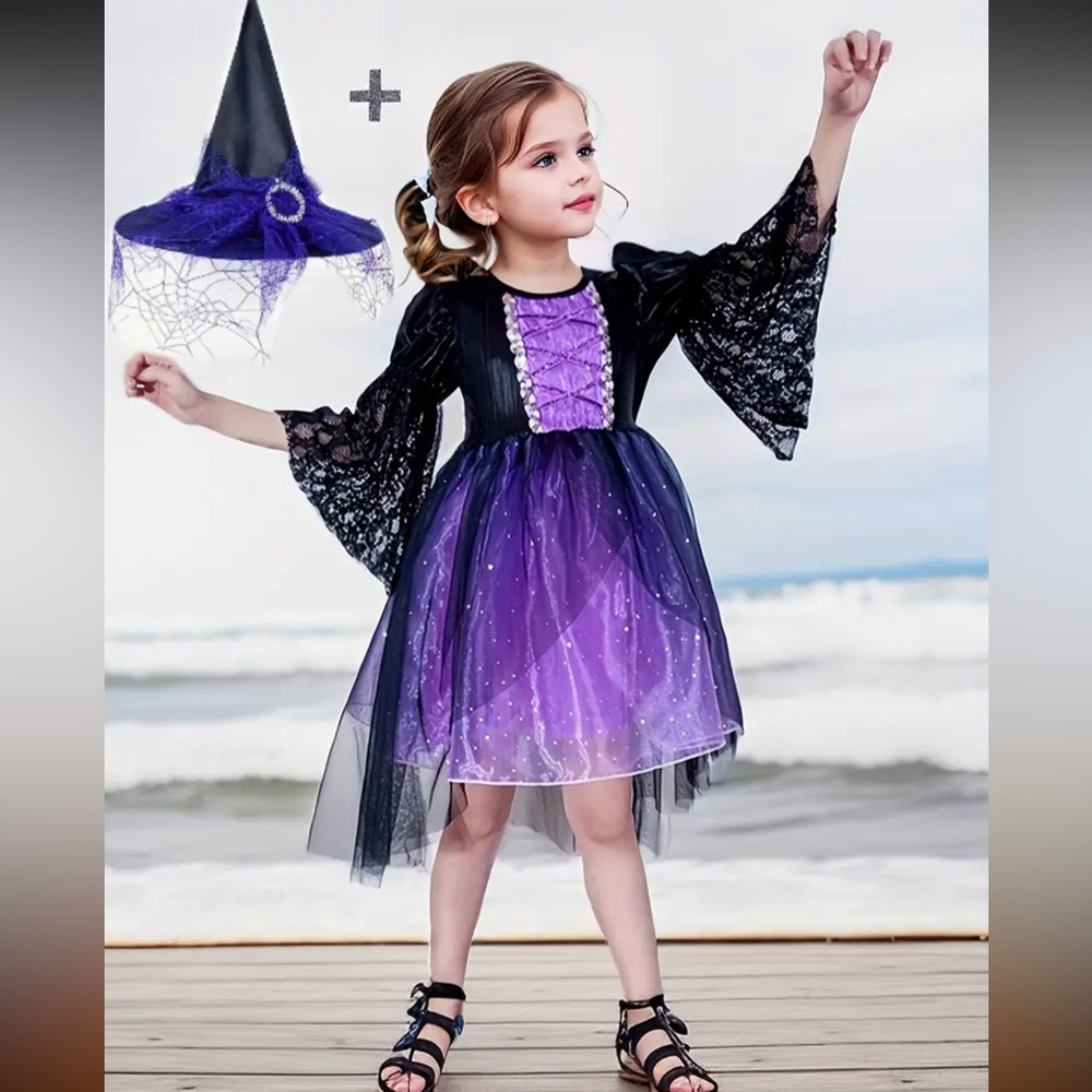 Enchanting Purple Witch Costume for Kids